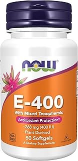 NOW Foods Supplements, Vitamin E-400 IU Mixed Tocopherols, Antioxidant Protection*, 50 Softgels