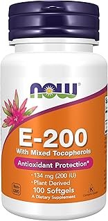 NOW Foods Supplements, Vitamin E-200 IU Mixed Tocopherols, Antioxidant Protection*, 100 Softgels