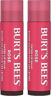 Burt's Bees Lip Tint Balm with Long Lasting 2 in 1 Duo Tinted Balm Formula, Color Infused with Deeply Hydrating Shea Butter for a Natural Looking Buildable Finish, Petal Rose (2-Pack)