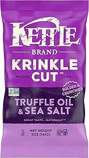 Kettle Brand Potato Chips, Krinkle Cut, Truffle Oil and Sea Salt Kettle Chips, 5 Oz