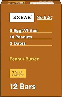 RXBAR Protein Bars, 12g Protein, Gluten Free Snacks, Snack Bars, Peanut Butter, 22oz Box (12 Bars)