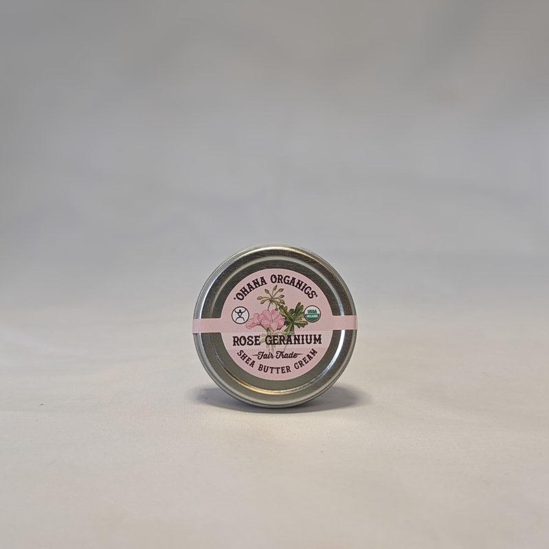 Ohana Organics .5 oz Vegan, Fair Trade, Shea Butter Cream (Rose Geranium)