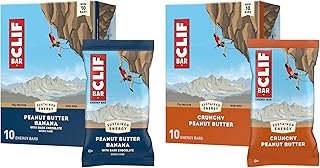 CLIF Bar Peanut Butter Variety Pack - 2 Flavors - Made with Organic Oats - Energy Bars - Non-GMO - Plant Based Protein Bars (20 Pack)