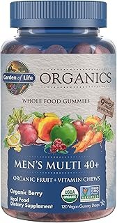Garden of Life Organics Men 40+ Gummy Vitamins - Berry - Certified Organic, Non-GMO, Vegan, Kosher Complete Multi - Methyl B12, C & D3 - Gluten, Soy & Dairy Free, 120 Real Fruit Gummies