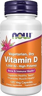 NOW Foods Supplements, Vitamin D 1,000 IU Dry, High Potency, Strong Bones*, Structural Support*, 120 Veg Capsules