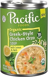 Pacific Foods Organic Greek-Style Chicken Orzo Soup With Lemon and Herb, 16.1 oz Can