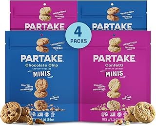 Partake Foods Gluten Free Crunchy Chocolate Chip & Vanilla Sprinkle Cookies Variety Pack - Vegan - Free From the Top 9 Allergens Including Dairy, Wheat, Soy, Eggs, & Peanuts - Non GMO - Safe School & Office Snack (4 Pack, 4oz Resealable Bags)