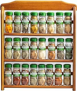 McCormick Gourmet Three Tier Wood 24 Piece Organic Spice Rack Organizer with Spices Included, 27.6 oz