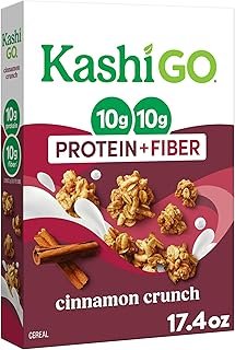 Kashi GO Protein Cereal, 10g Protein, 10g Fiber, Cinnamon Crunch, 17.4oz Box (1 Box)