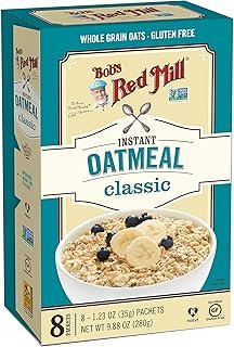 Bob's Red Mill Classic Oatmeal Packets, 8 packets (Pack of 1) - Non GMO, Gluten Free, Whole Grain, Vegan, Kosher