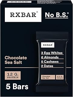 RXBAR Protein Bars, Protein Snack, Snack Bars, Chocolate Sea Salt, 9.1oz (5 Bars)