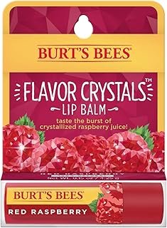 Burt's Bees Flavor Crystals 100% Natural Lip Balm, Red Raspberry with Beeswax & Fruit Extracts - 1 Tube,0.16 ounce