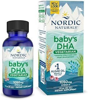 Nordic Naturals Baby’s DHA Vegetarian, Unflavored - 1050 mg Plant-Based Omega-3-1 oz - Supports Brain & Vision Development in Babies - Non-GMO, Vegan - 15 Servings