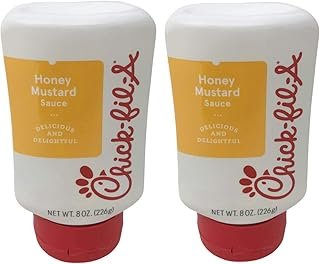 Chick-Fil-A Sauce 8 oz. Squeeze Bottle 2 Pack- Resealable Container for Dipping, Drizzling, and Marinades (Honey Mustard)