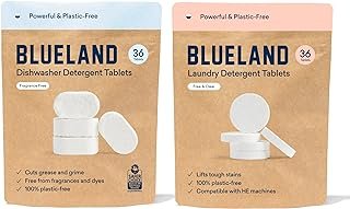 BLUELAND Dishwasher & Laundry Detergent Sample Set | Dishwasher Tablet Refill 36 Count | Laundry Detergent Tablet Refill 36 Count | Plastic-Free & Natural Alternative to Liquid Pods or Sheets