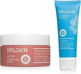 BOLDEN Glow Hydrating Mask & Hydrating Cleanser Bundle | Daily Face Wash & Deep Moisturizing Mask with Hyaluronic Acid for Dry, Sensitive Skin | 3.4 fl oz Each