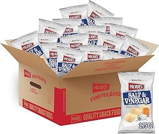 HERR'S Salt and Vinegar Potato Chips, 2.75 Ounce (Pack of 24 Bags) – Bold, Tangy Chips with a Perfect Vinegar Punch – Great for Cravings and Snacks