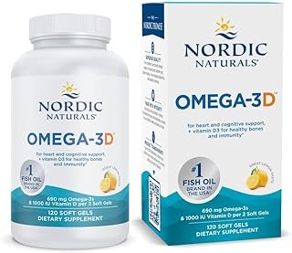 Nordic Naturals Omega-3D, Lemon Flavor - 120 Soft Gels - 690 mg Omega-3 + 1000 IU Vitamin D3 - Fish Oil - EPA & DHA - Immune Support, Brain & Heart Health, Healthy Bones - Non-GMO - 60 Servings