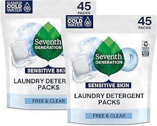 Seventh Generation Laundry Detergent Packs, Free & Clear, 90 Loads (2 pouches, 45 Ct EA)