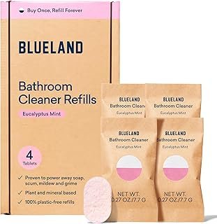 BLUELAND Bathroom Cleaner, 4-Pack Refill, Eucalyptus Mint Scent, Eco-Friendly Cleaning Supplies, 4 x 24 Fl oz