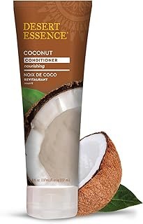 Desert Essence Coconut Conditioner - 8 fl oz - Nourishing for dry hair, smooth frizz and restore moisture and shine with Organic Coconut Oil, Shea Butter, and Sunflower Oil
