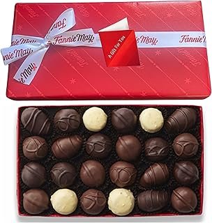 Fannie May Milk and Dark Chocolate Assorted Creams, Signature Wrapped 1 lb. Box - Gift Basket with Gift Tag & Insulated Shipper