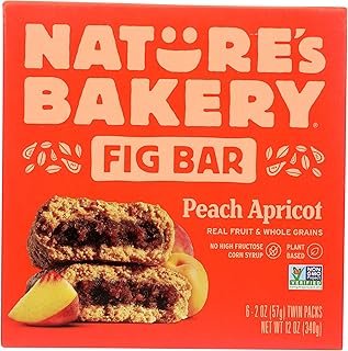Nature's Bakery Peach Apricot Whole Wheat Fig Bars, 6 Count, Vegan, Non GMO, 12 Ounces (Pack Of 6)