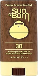 Sun Bum Original SPF 30 Face Stick Sunscreen - Water-Resistant Broad Spectrum Facial Sunscreen with Vitamin E - Hawaii 104 Act Compliant (Without Octinoxate & Oxybenzone) - Travel Friendly - 0.45 oz