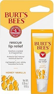 Burt's Bees Rescue Lip Relief, Honey Vanilla, Hydrating Lip Balm for Dry Cracked Lips, with Responsbily Sourced Beeswax and Shea Butter, 100% Natural Origin, 1 Squeezy Tube, 0.35oz