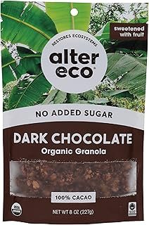 Alter Eco Organic Dark Chocolate Granola, No Artificial Sweetener, 8 Ounce (Pack of 6)