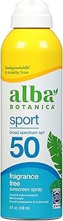 Alba Botanica Sport Sunscreen Spray for Face and Body, SPF 50, 5 fl oz Bottle
