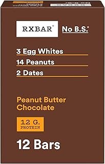 RXBAR Protein Bars, Protein Snack, Snack Bars, Peanut Butter Chocolate, 22oz Box (12 Bars)