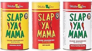 SLAP YA MAMA Cajun Seasoning Variety Pack - 8 oz Cans, Original, Hot & White Pepper Blends, All Natural, No MSG, Kosher - Authentic Louisiana Spices