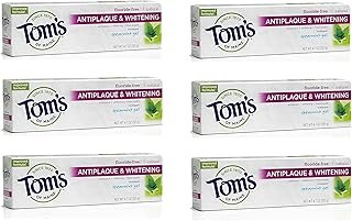 Tom's of Maine Antiplaque Plus Whitening Gel, Spearmint, 4.7 Ounce (Pack of 6)