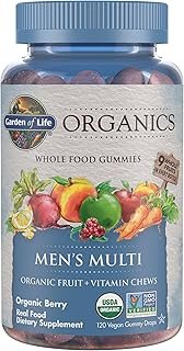 Garden of Life Organics Men's Gummy Vitamins - Berry - Certified Organic, Non-GMO, Vegan, Kosher Complete Multi - Methyl B12, C & D3 - Gluten, Soy & Dairy Free, 120 Real Fruit Chew Gummies