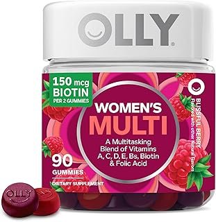 OLLY Women's Multivitamin Gummy, Vitamins A, D, C, E, Biotin, Folic Acid, Adult Chewable Vitamin, Berry Flavor, 45 Day Supply - 90 Count