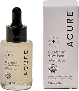 Acure Brightening Glow Serum - Anti Aging Face Serum, Bright Glow for Women & Men, Facial Skincare with Argan Oil and Cranberry Seed Oil, Vegan & Cruelty Free - 1 fl oz