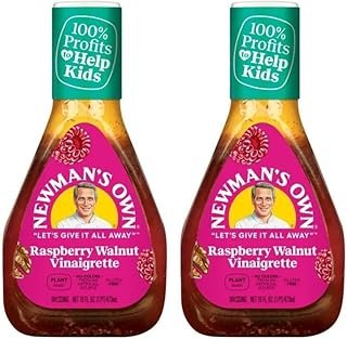 Vending 2 U Newman's Own Raspberry Walnut Vinaigrette Dressing, 16oz Bottles, Pack of 2, Bundled With V2U Utensil Set