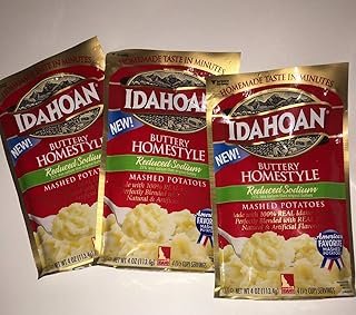 Idahoan Reduced Sodium Buttery Homestyle Mashed Potato, 4 Ounce