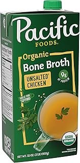 Pacific Foods Organic Unsalted Chicken Bone Broth, 32 oz Carton