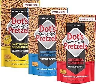 Dot's Homestyle Pretzels 18 Ounce Family Size Variety Flavor Pack Seasoned Pretzel Twists (3 Pack)