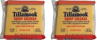 Tillamook Sharp Cheddar Cheese 12 Thick Slices, 12 OZ (Pack of 2)