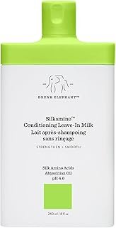 Drunk Elephant Silkamino Conditioning Leave-In Milk - 240 ml/8 fl oz - Silk Amino Acids - Clean Clinical - Cruelty-Free - Dermatologist-Tested - Free of Essential Oils, Silicones, and SLS