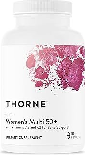 THORNE Women's Multi 50+ - Comprehensive Daily Multivitamin with Vitamins A, B6, B12, C, D, E, K, Zinc & More - Support Heart, Brain, Bone & Immune Health* - 180 Capsules