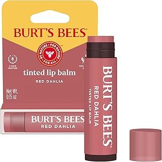 Burt's Bees Lip Tint Balm, Long Lasting 2 in 1 Duo Tinted Balm Formula, Color Infused with Hydrating Shea Butter for a Natural Looking Buildable Finish, Red Dahlia, 1 Tube