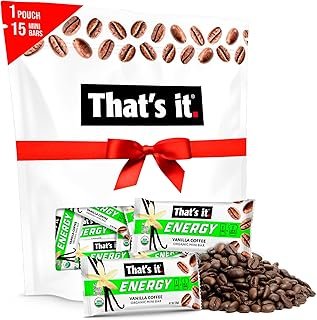 That’s it. Organic Energy Coffee Mini Bars - (1 Mini Bar = 1 Cup of Coffee) Grab and Go, No Added Sugars, Non-GMO, Caffeine Power Snack, Kosher, Allergy Friendly (Vanilla Coffee - 15 Count)