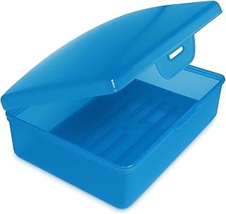 Soap Box 1 Ct Aqua - Made in The USA - Soapbox with Hinged Lid and Secure Latch