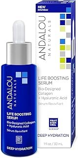 Andalou Naturals Collagen + Hyaluronic Acid Serum for Face, Deep Hydration Life Boosting Face Serum, Helps Improve Skin Elasticity, Day & Night Hydrating Serum, 1 Fl. Oz.