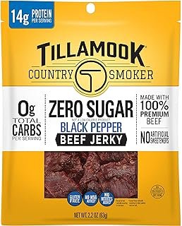 TILLAMOOK COUNTRY SMOKER Zero Sugar Keto Friendly Beef Jerky, Black Pepper, 2.2 Ounce