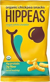 Hippeas Organic Chickpea Puffs Vegan White Cheddar | 4 ounce | Vegan, Gluten-Free, Crunchy, Protein Snacks